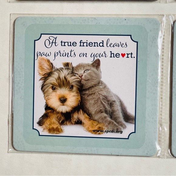 Animal Print Coasters Dog Cat Flag New Sealed Yorkshire Terrier Shorthair Cat - Picture 4 of 5